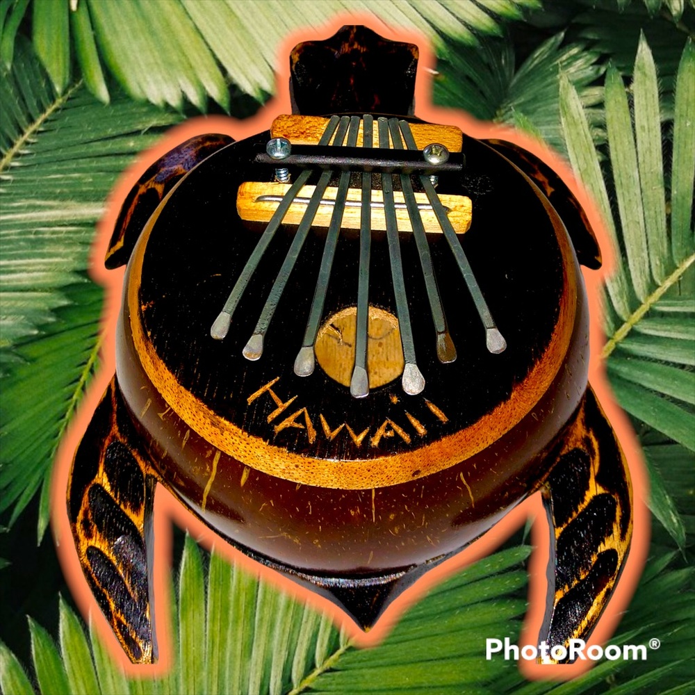 Hawaii handmade Kalimba coconut wood sea turtle finger thumb piano